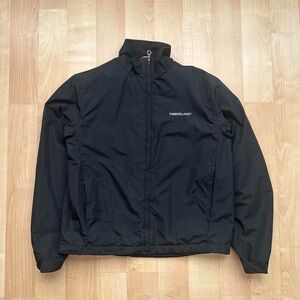 Timberland Black Windbreaker with High Collar and Zipper Closure